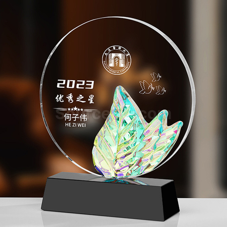 礼品订购炫彩变色水晶奖座广告