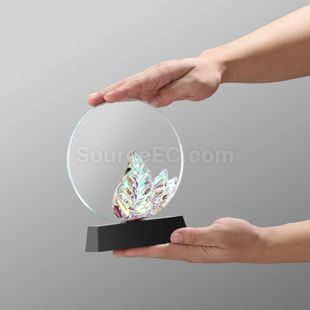 礼品订购炫彩变色水晶奖座广告