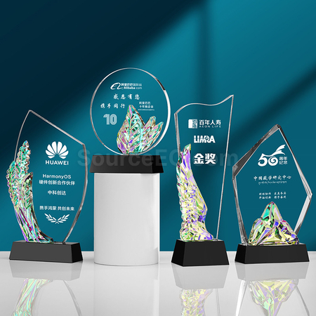 礼品订购炫彩变色水晶奖座广告