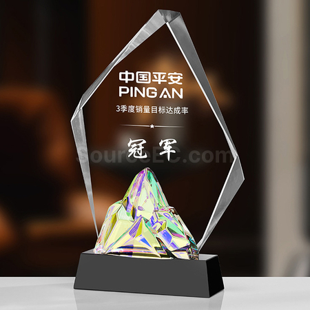 礼品订购炫彩变色水晶奖座广告