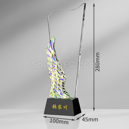 礼品订购炫彩变色水晶奖座广告