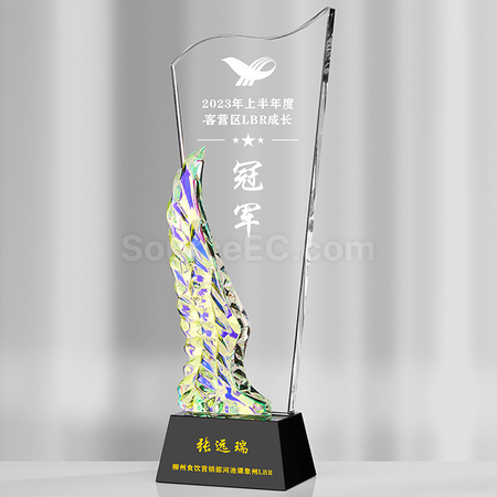 礼品订购炫彩变色水晶奖座广告