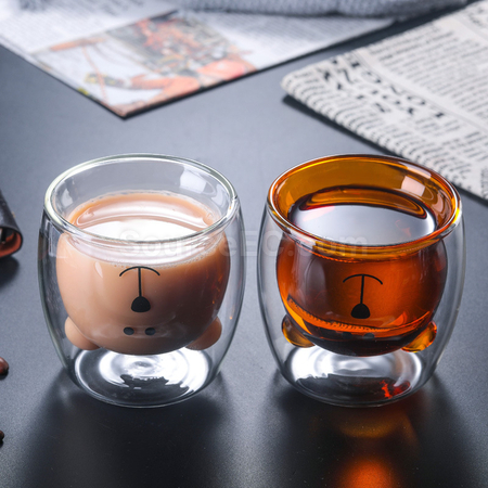 礼品订购卡通双层玻璃杯广告