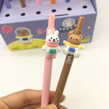 礼品订购卡通太空中按压中性笔广告