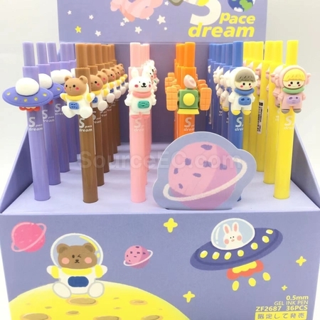 礼品订购卡通太空中按压中性笔广告