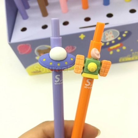 礼品订购卡通太空中按压中性笔广告