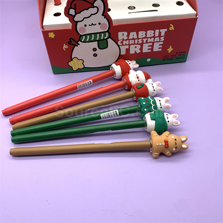 礼品订购可爱圣诞按压中性笔广告