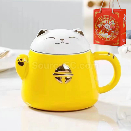 礼品订购招财猫陶瓷杯广告