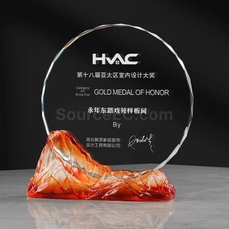礼品订购风山水起琉璃水晶奖座广告