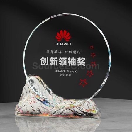 礼品订购风山水起琉璃水晶奖座广告