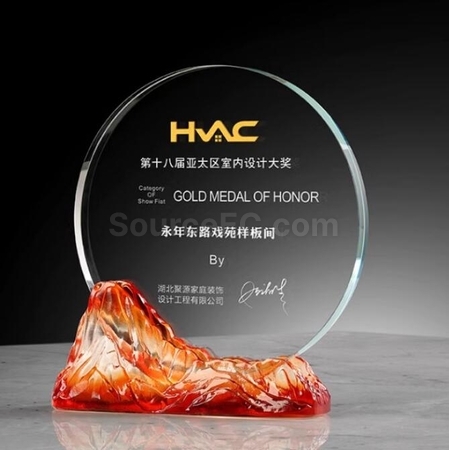 礼品订购风山水起琉璃水晶奖座广告