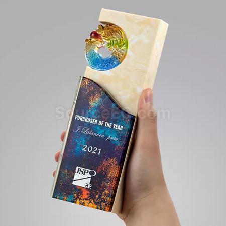 礼品订购大理石水晶奖座广告