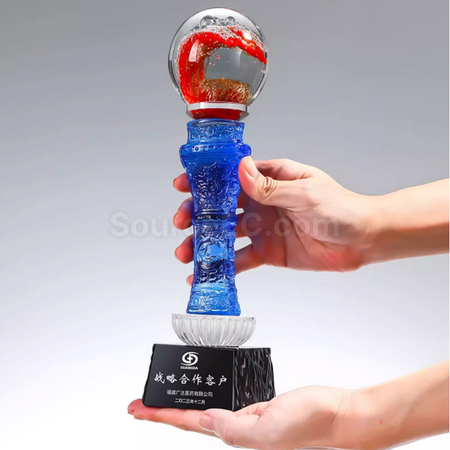 礼品订购琉璃水晶奖座广告