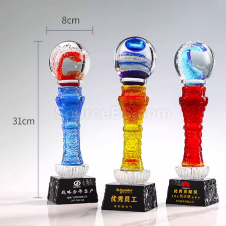 礼品订购琉璃水晶奖座广告
