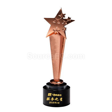 礼品订购金银铜星星水晶奖座广告