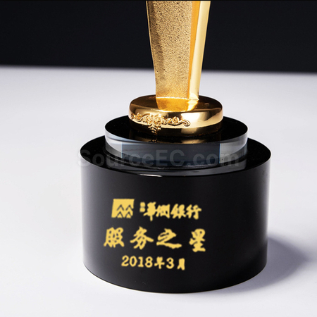 礼品订购金银铜星星水晶奖座广告