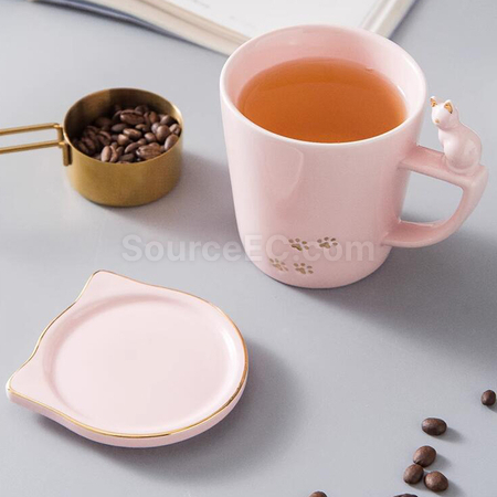 礼品订购日式盖猫咪图案马克杯广告