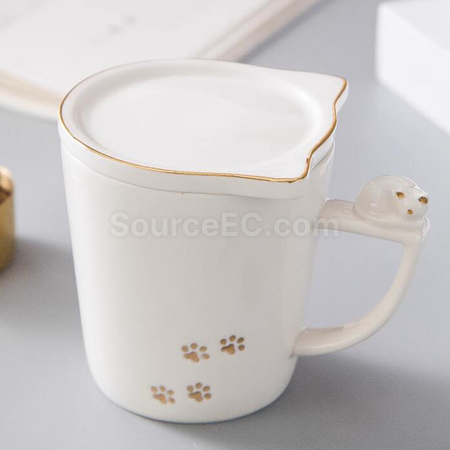 礼品订购日式盖猫咪图案马克杯广告