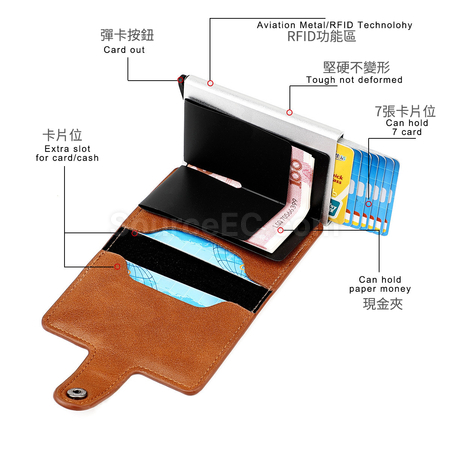 礼品订购RFID复古皮纹弹卡包广告
