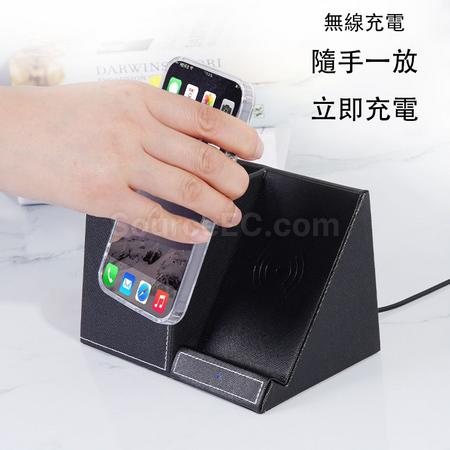 礼品订购皮革无线充电连笔筒广告