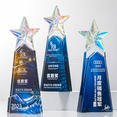 礼品订购炫彩水晶奖座广告