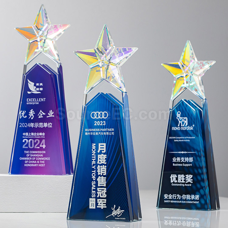 礼品订购炫彩水晶奖座广告