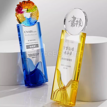礼品订购琉璃水晶奖座广告