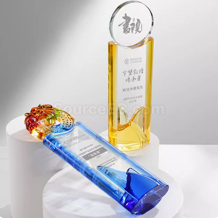 礼品订购琉璃水晶奖座广告