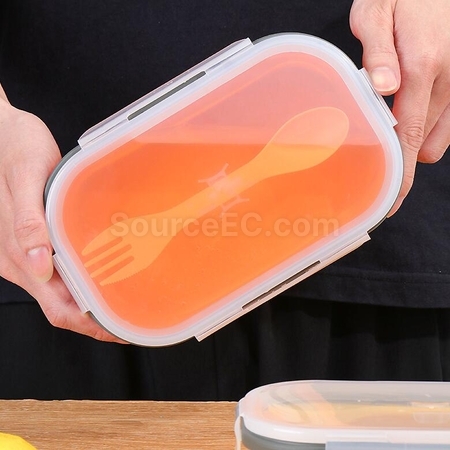 礼品订购环保硅胶折叠饭盒(帶餐具)广告