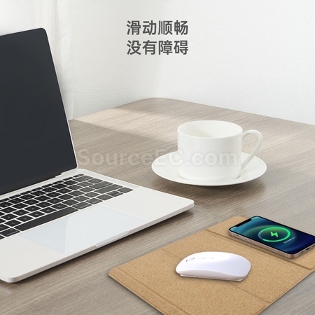 礼品订购环保软木无线充滑鼠墊广告