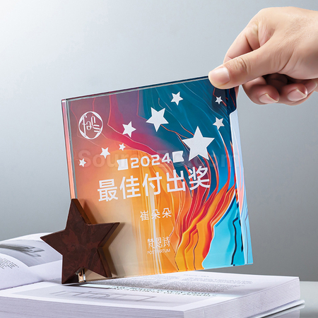 礼品订购大理石水晶奖座广告