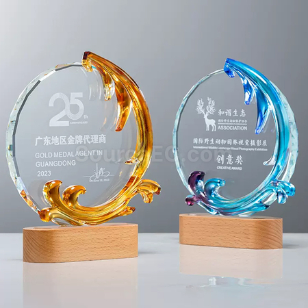礼品订购发光琉璃奖座广告