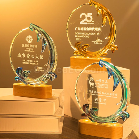 礼品订购发光琉璃奖座广告