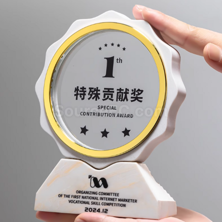 礼品订购简约大理石水晶座广告