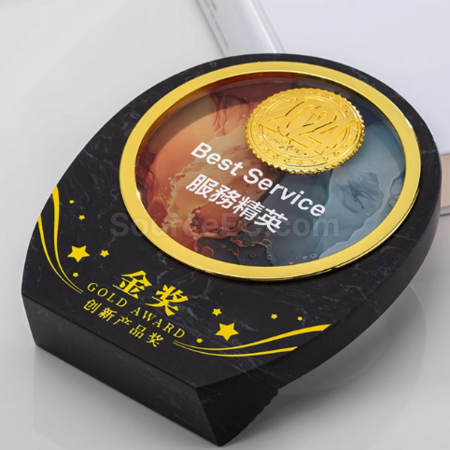 礼品订购大理石水晶奖座广告