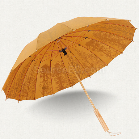 礼品订购16骨纤维实木雨伞广告