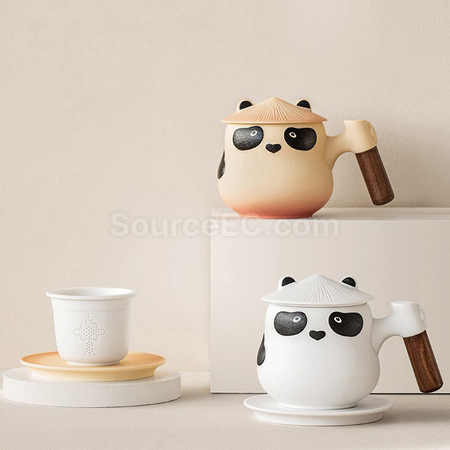 礼品订购熊猫陶瓷杯广告
