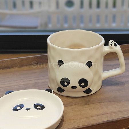 礼品订购熊猫陶瓷杯广告