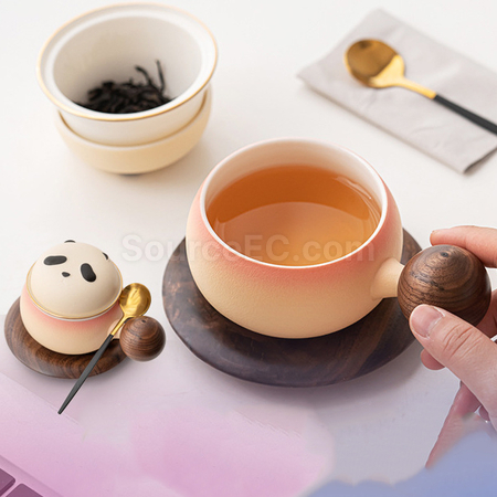 礼品订购熊猫陶瓷杯广告