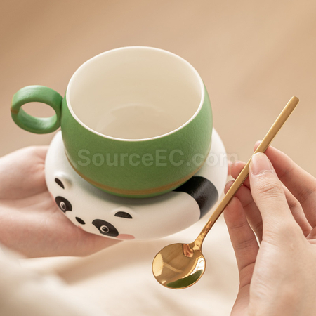 礼品订购熊猫陶瓷杯广告