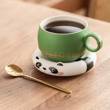 礼品订购熊猫陶瓷杯广告