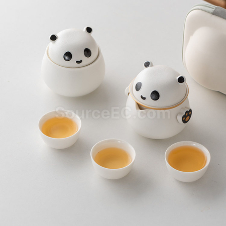 礼品订购熊猫便携旅行茶具广告