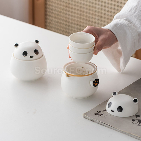 礼品订购熊猫便携旅行茶具广告