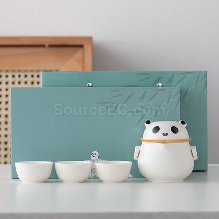礼品订购熊猫便携旅行茶具广告