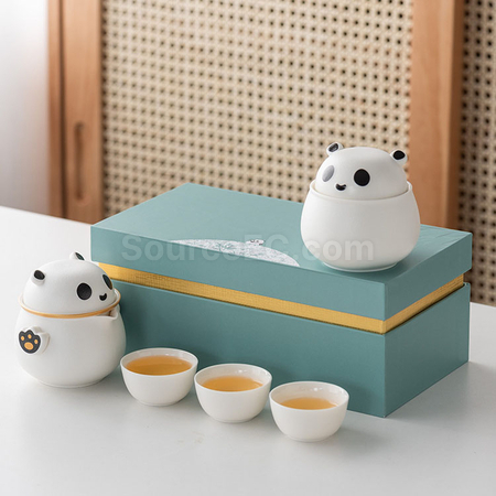 礼品订购熊猫便携旅行茶具广告
