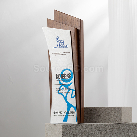 礼品订购实木水晶奖座广告