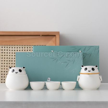 礼品订购熊猫便携旅行茶具广告