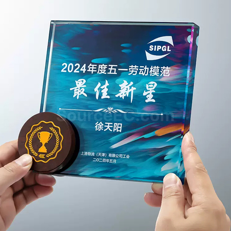 礼品订购大理石水晶奖座广告