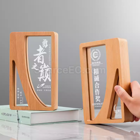 礼品订购实木水晶奖座广告