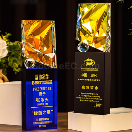 礼品订购创意水晶奖座	广告